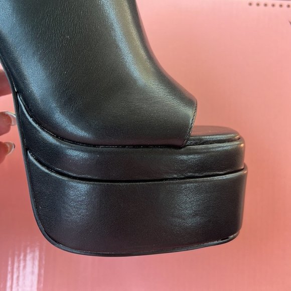 Black Square Open Toe Chunky Heel Platform Size 6.5 *LAST PAIR* - Picture 5 of 11